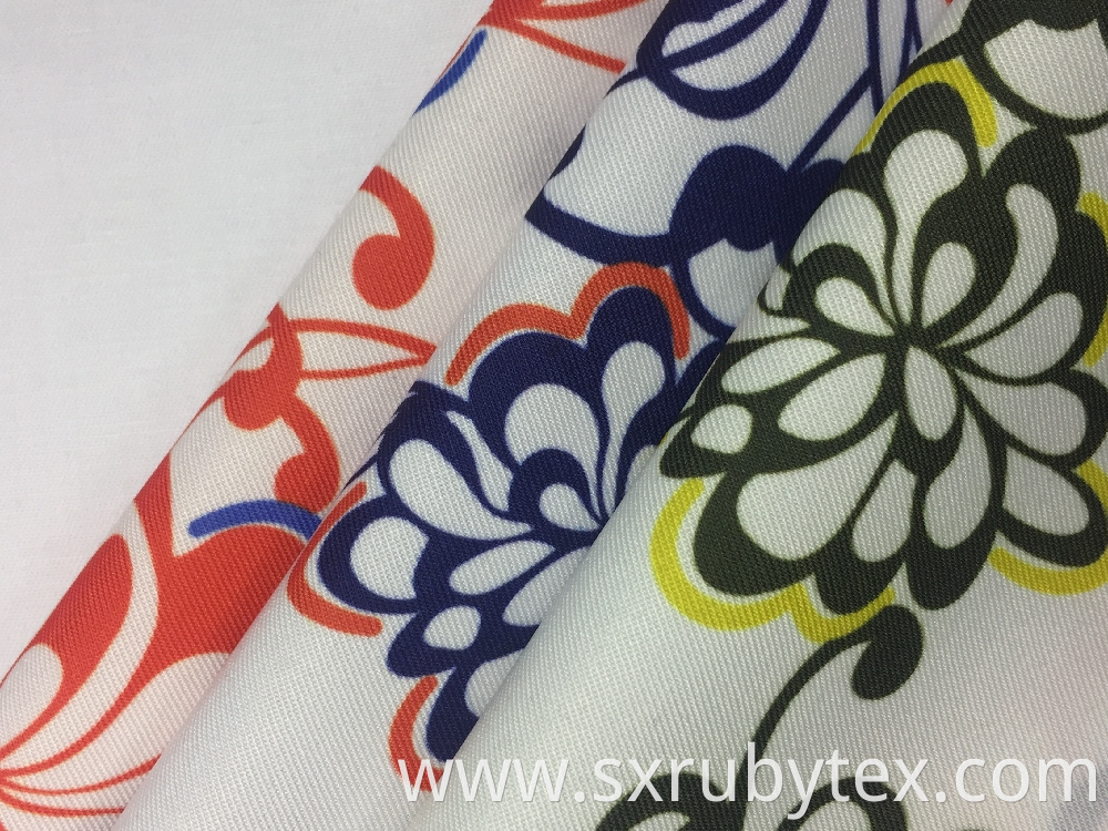 Polyester Spandex Twill Print Fabric